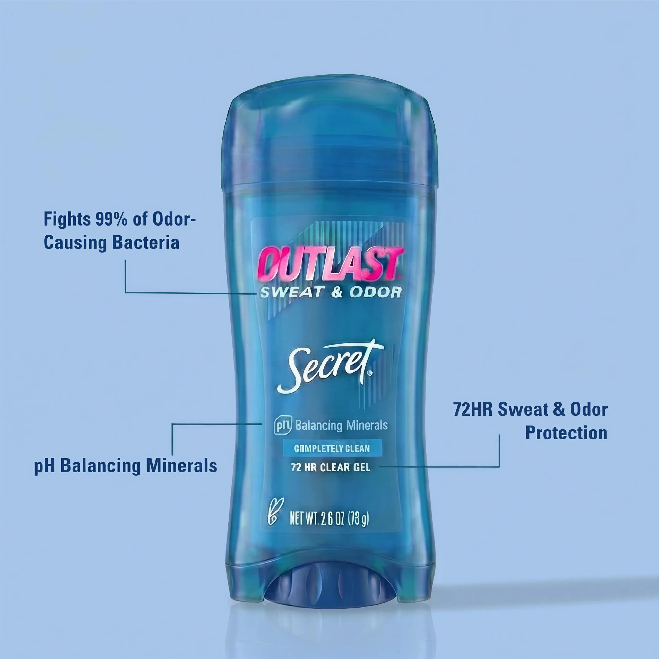 Secret Outlast Clear Gel Antiperspirant Deodorant for Women 5.2 oz (2.6 oz x 2) | 72-Hour Sweat & Odor Protection - view 2