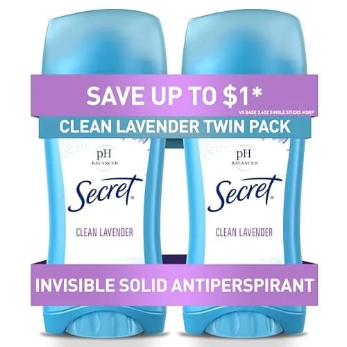 Secret Invisible Solid Clean Lavender Antiperspirant & Deodorant for Women, 5.2 oz (2.6 oz x 2) | 24hr Sweat & Odor Protection thumbnail 1