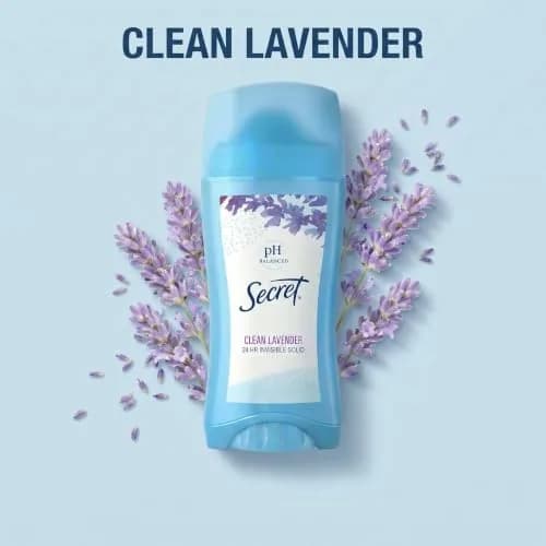 Secret Invisible Solid Clean Lavender Antiperspirant & Deodorant for Women, 5.2 oz (2.6 oz x 2) | 24hr Sweat & Odor Protection thumbnail 7