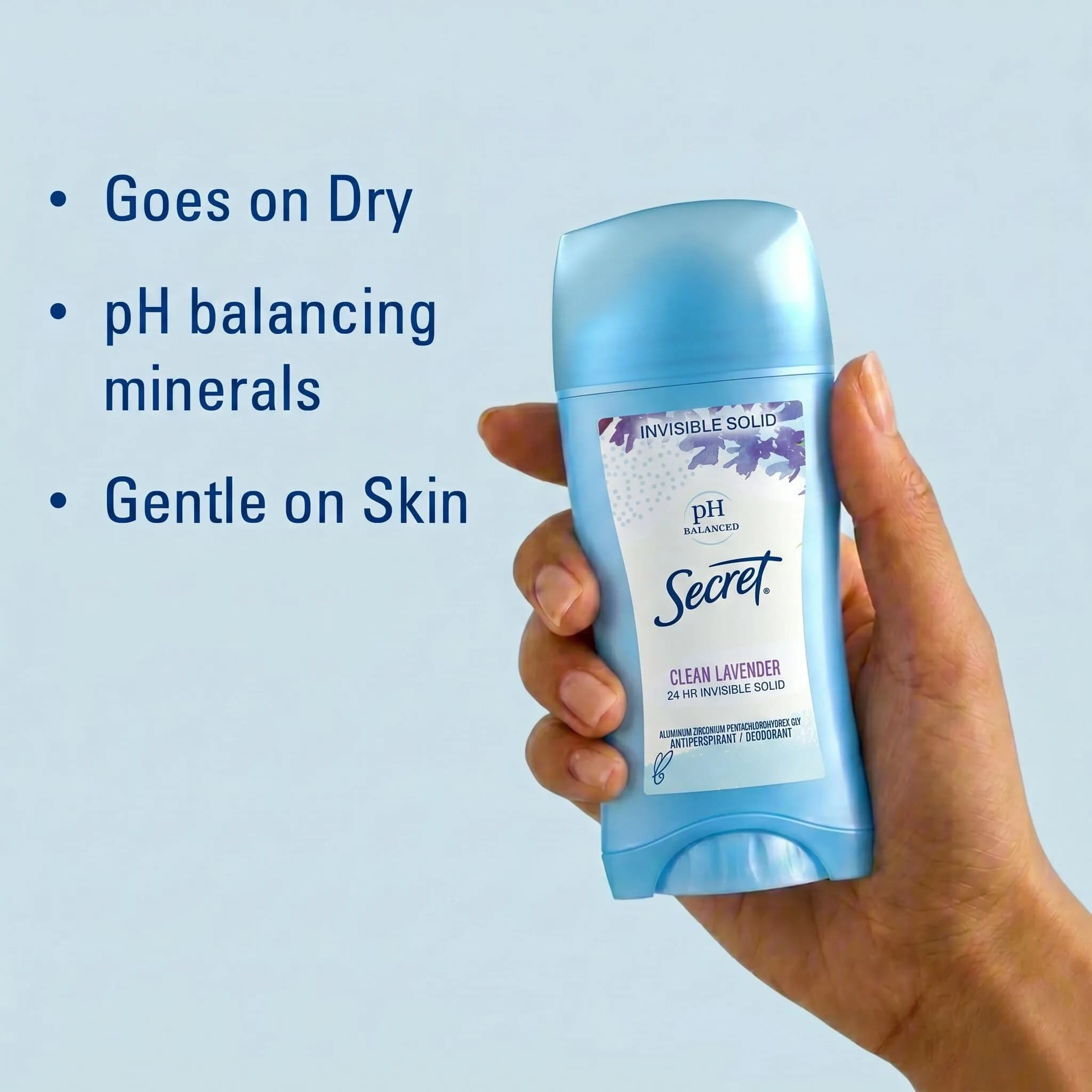 Secret Invisible Solid Clean Lavender Antiperspirant & Deodorant for Women, 5.2 oz (2.6 oz x 2) | 24hr Sweat & Odor Protection - view 2