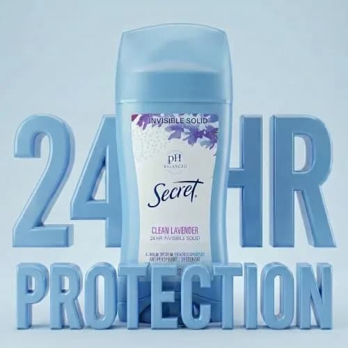 Secret Invisible Solid Clean Lavender Antiperspirant & Deodorant for Women, 5.2 oz (2.6 oz x 2) | 24hr Sweat & Odor Protection thumbnail 3