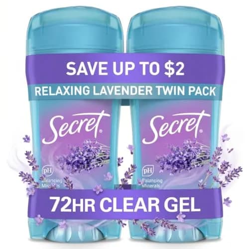 Secret Fresh Clear Gel Antiperspirant Deodorant for Women, 72hr Protection, 5.2 oz (Pack of 2) | pH Balancing Minerals thumbnail 1