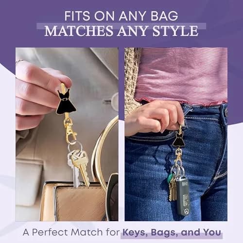 Finders Key Purse Women’s Bag Charm Key Finder, Car Keychain Hook, Gold & Black Dress | Stylish & Multifunctional thumbnail 4