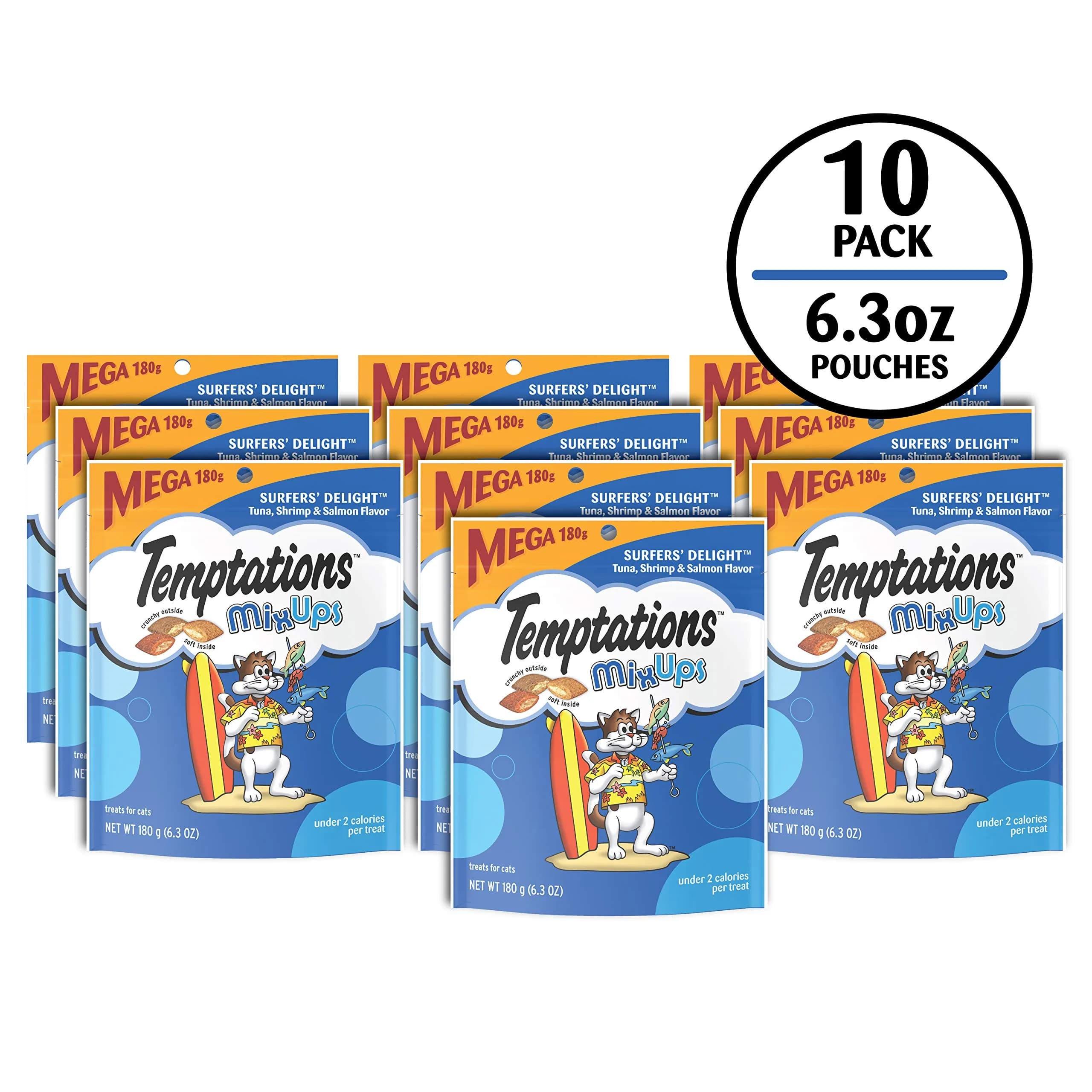 Temptations MixUps Crunchy Cat Treats Surfer's Delight 6.3 oz (179g) 10 Pack | Seafood Flavors for Cats - view 2