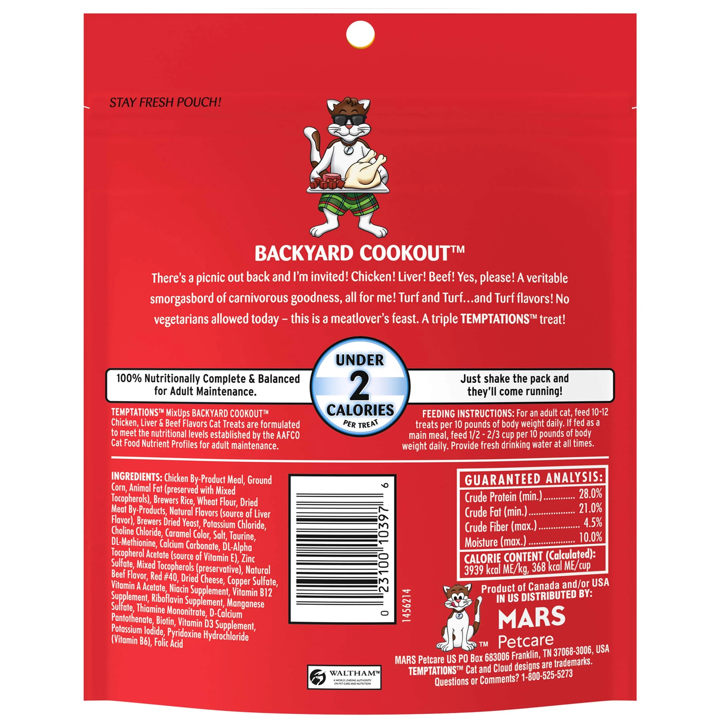 Temptations MixUps Backyard Cookout Flavor Cat Treats, Crunchy & Soft, 6.3 oz Pack of 10 - view 2