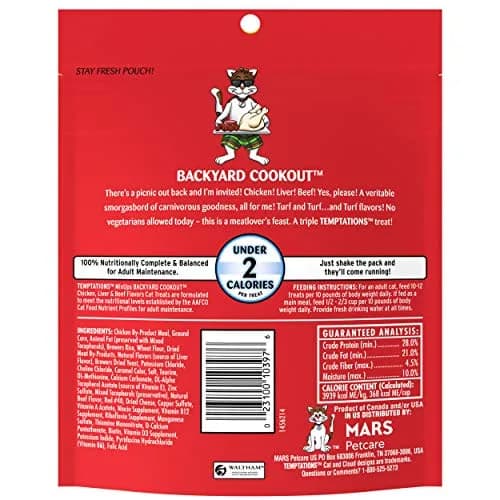 Temptations MixUps Crunchy and Soft Cat Treats, Backyard Cookout Flavor, 6.3oz (179g) x 10pk | Under 2 Calories Per Treat thumbnail 2