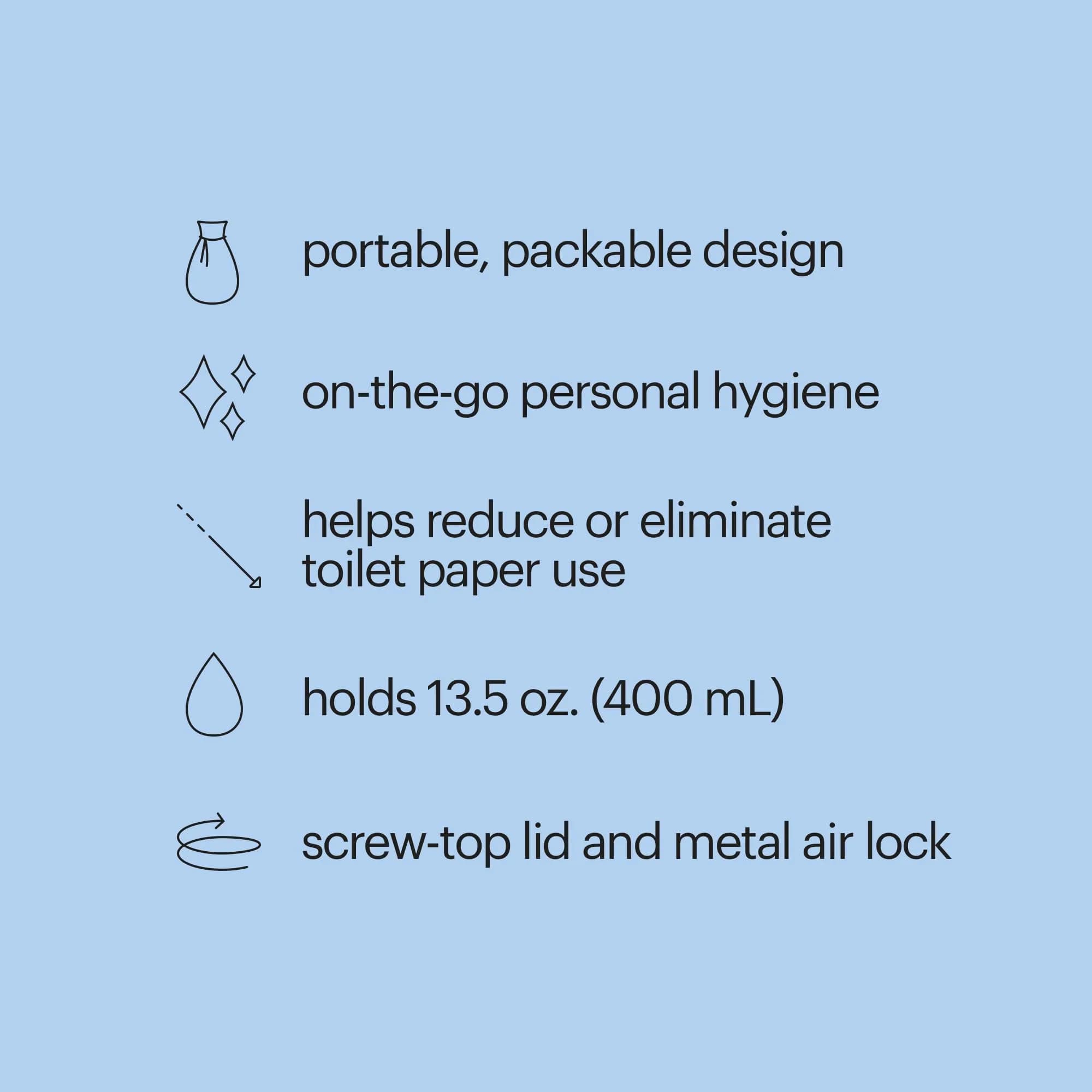 Brondell GoSpa Travel Bidet GS-70 Portable Peri Bottle 400ml (13.5 Fl Oz) | Postpartum & Perineal Care - view 3