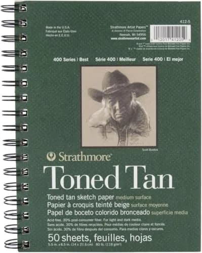 Strathmore 400 Series Toned Tan Sketch Pad 5.5x8.5 inch (14x21.6 cm) | Recycled Paper for Drawing & Illustration thumbnail 1