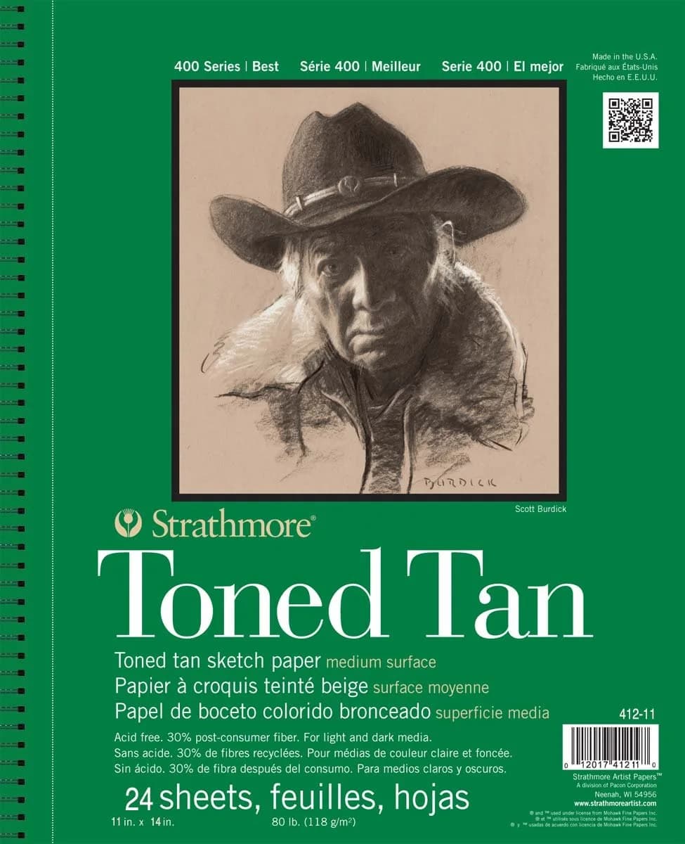 Strathmore 400 Series Toned Tan Sketch Pad 11 x 14 inches (24 Sheets) | Acid-Free Paper for Mixed Media - main product image