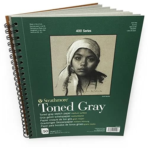 Strathmore Toned Gray Sketch Pad 9x12 Inch (22.86 x 30.48 cm) | Acid-Free Recycled Paper for Light & Dark Media thumbnail 1