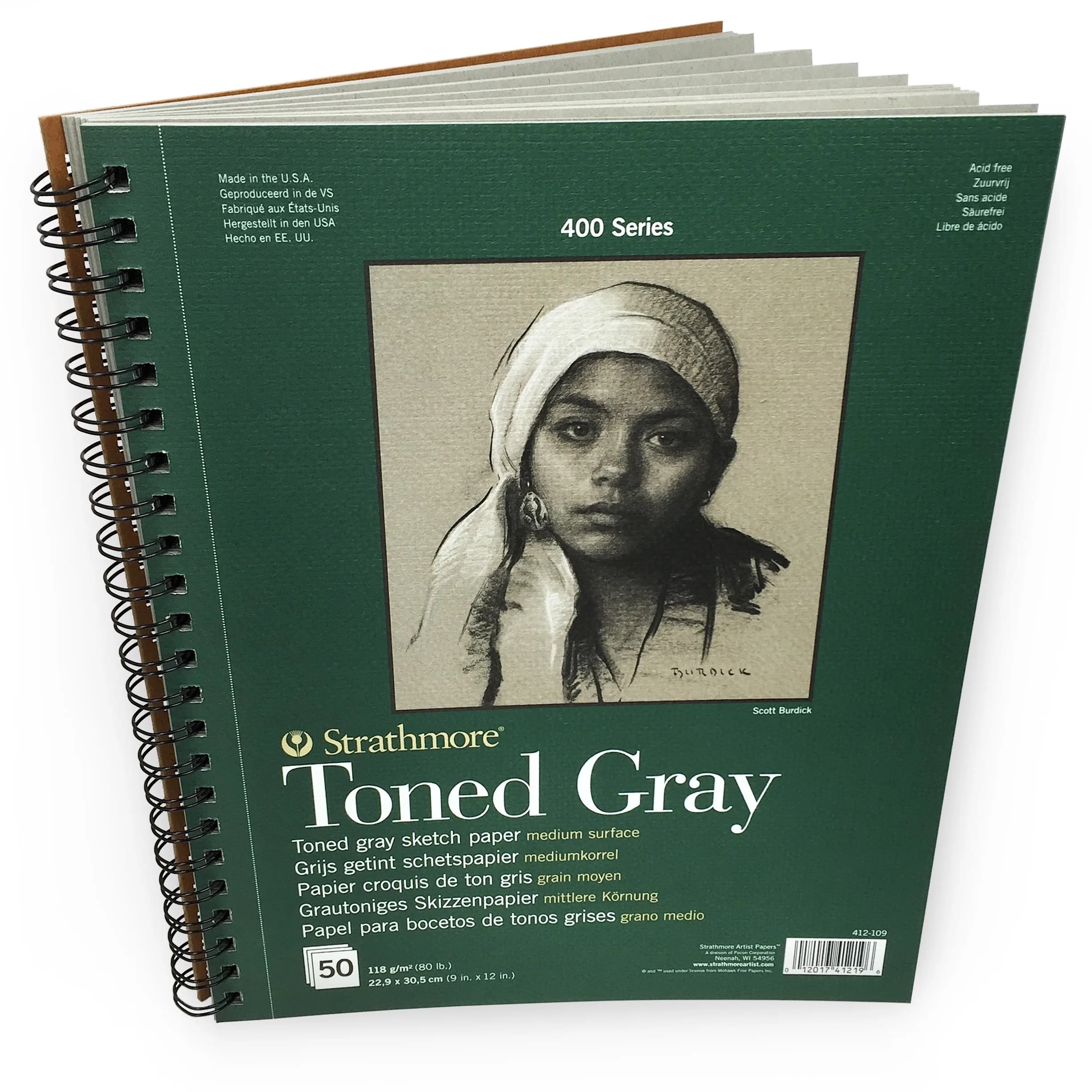 Strathmore Toned Gray Sketch Pad 9x12 Inch (22.86 x 30.48 cm) | Acid-Free Recycled Paper for Light & Dark Media - main product image