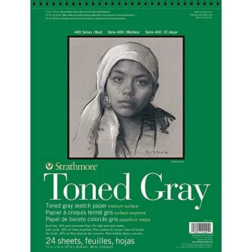 Strathmore 400 Series Toned Gray Sketch Pad 11 x 14 inches (28 x 36 cm) | 80 lb Paper for Light & Dark Media thumbnail 1