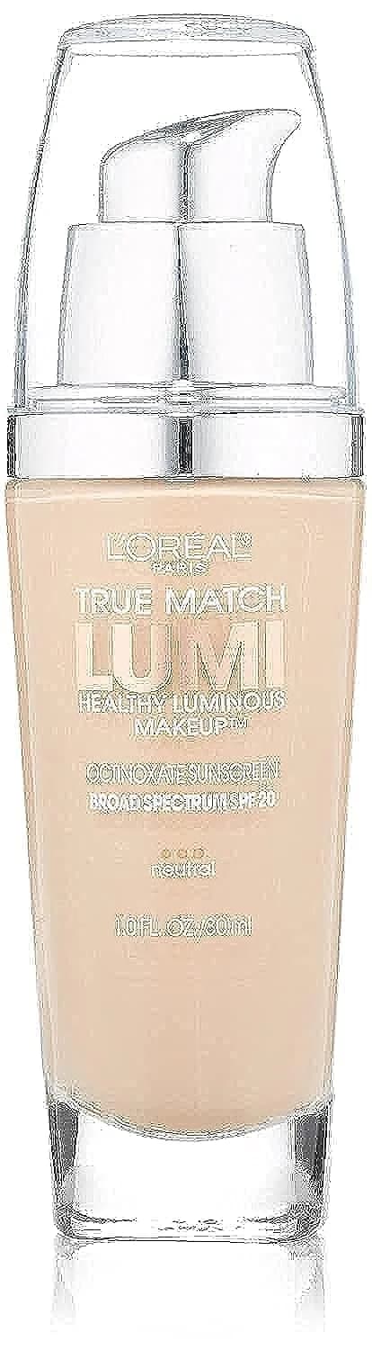 L'Oreal Paris True Match Lumi Healthy Luminous Makeup Creamy Natural 25ml (0.811 Fl Oz) Pack of 2 | Luminous Finish for All Skin Types — Soft Ivory/Classic Ivory