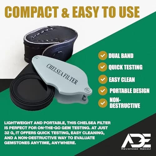 Ade Advanced Optics Chelsea Filter – Gemstone Identification Tool for Emerald, Jadeite, Green & Gem Stones Testing – Compact Jewelers Filter thumbnail 6