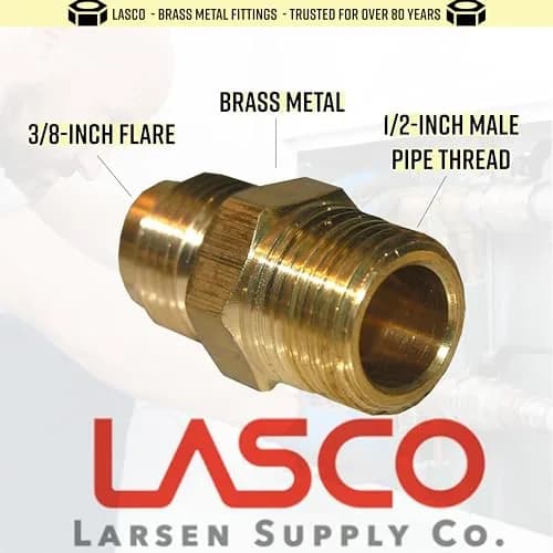 LASCO 17-4833 Brass Adapter 3/8-Inch Flare & 1/2-Inch Male Pipe Thread | Durable Plumbing Fitting thumbnail 2