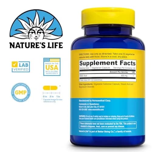 Nature's Life Malic Acid 800 mg | Chelating Agent Supports Energy & Muscle Comfort | No Gluten, Non-GMO | 100 Count thumbnail 2