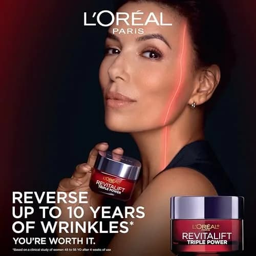 L'Oreal Paris Revitalift Triple Power Anti-Aging Face Moisturizer, 1.7 Oz | Reduces Wrinkles, Firms & Brightens Skin thumbnail 2