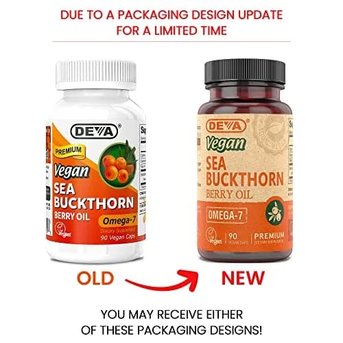 DEVA Vegan Sea Buckthorn Berry Oil 500mg | Cold-Pressed, Unrefined, Omega-7 Rich, 90 Capsules thumbnail 2