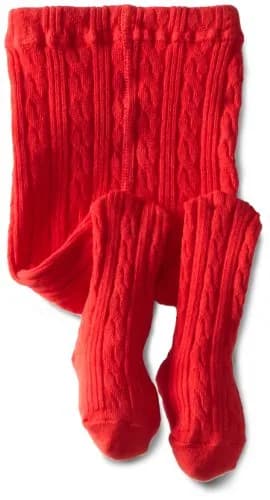 Jefferies Socks Girls 2-6X Cable Tight, Red, 4-6 Years | Classic Style with Comfort Fit thumbnail 1