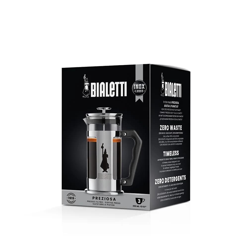 Bialetti Preziosa Stainless Steel 3-Cup French Press Coffee Maker 350ml (12 Fl Oz) | Brew Rich Coffee with Fine Mesh Filter - view 2