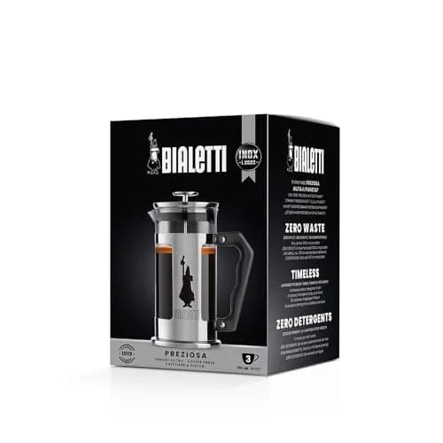 Bialetti Preziosa Stainless Steel 3-Cup French Press Coffee Maker 350ml (12 Fl Oz) | Brew Rich Coffee with Fine Mesh Filter thumbnail 2