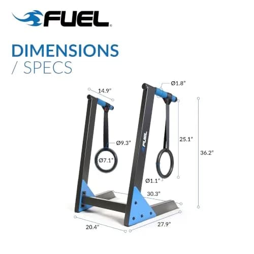 Fuel Pureformance Deluxe Dip Station with Olympic Rings | Heavy-Duty Steel Bodyweight Trainer (29.92" x 24.8" x 38.58") thumbnail 4