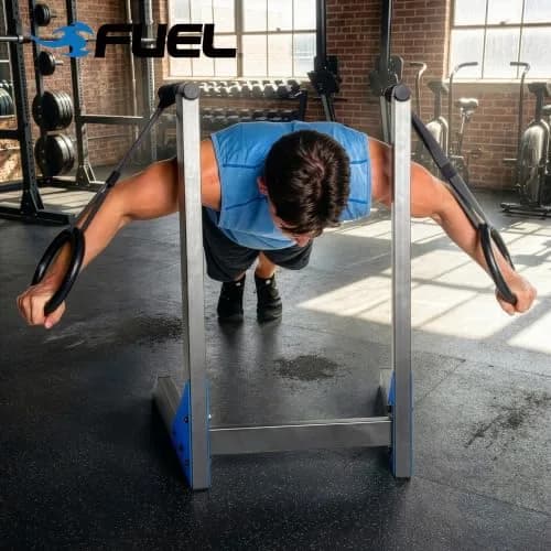 Fuel Pureformance Deluxe Dip Station with Olympic Rings | Heavy-Duty Steel Bodyweight Trainer (29.92" x 24.8" x 38.58") thumbnail 5