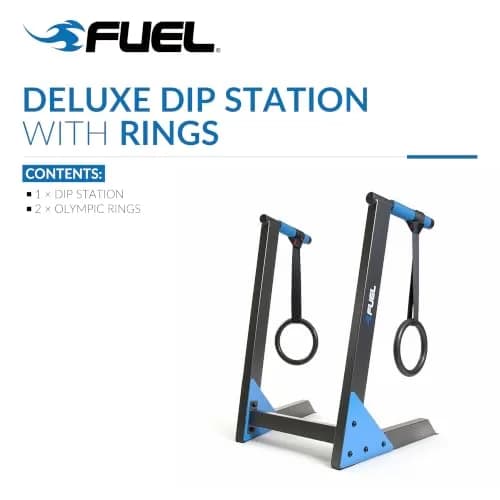 Fuel Pureformance Deluxe Dip Station with Olympic Rings | Heavy-Duty Steel Bodyweight Trainer (29.92" x 24.8" x 38.58") thumbnail 2