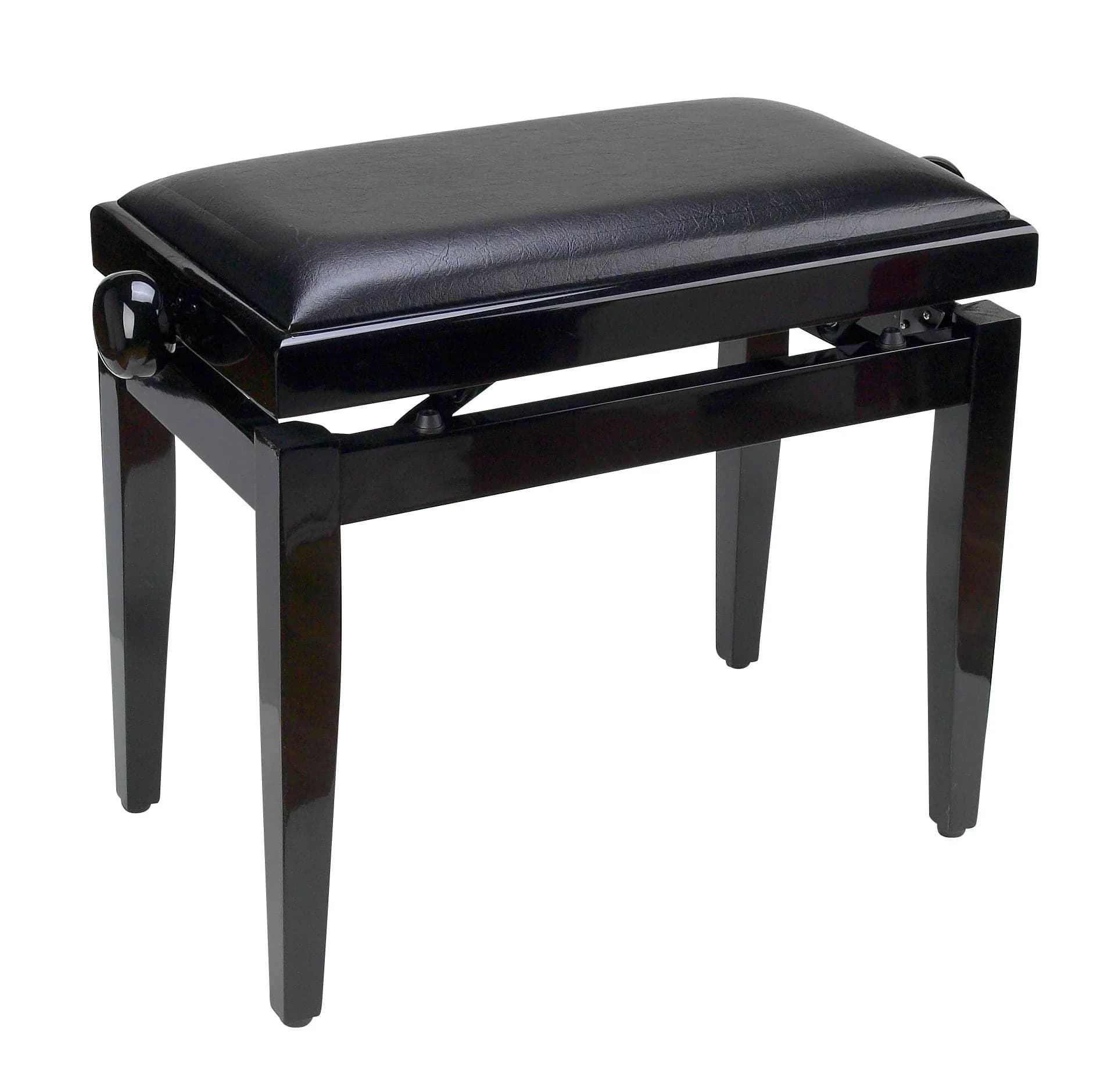 ProRockGear AP Deluxe Adjustable Height Piano Bench Black | Elegant Wooden Frame & Faux Leather Seat - main product image