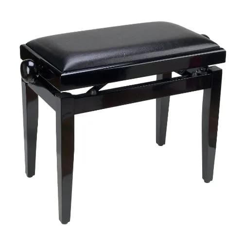 ProRockGear AP Deluxe Adjustable Height Piano Bench Black | Elegant Wooden Frame & Faux Leather Seat thumbnail 1