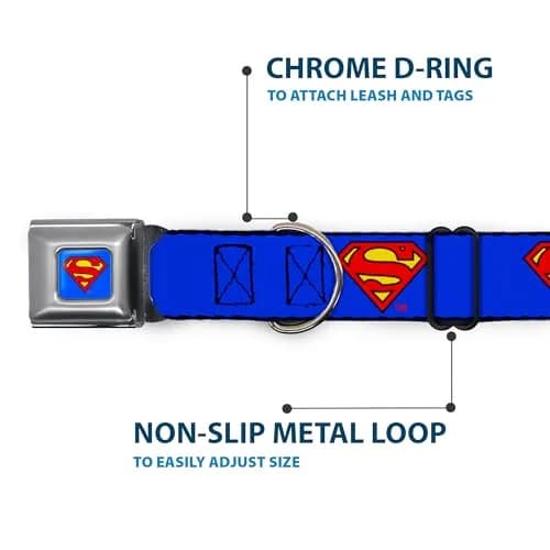 Buckle-Down Superman Seatbelt Dog Collar 15-26" | Vibrant DC Comics Artwork, Made in USA thumbnail 5