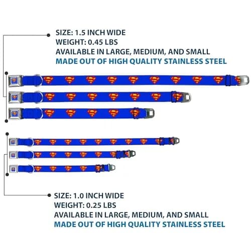 Buckle-Down Superman Seatbelt Dog Collar 15-26" | Vibrant DC Comics Artwork, Made in USA thumbnail 3