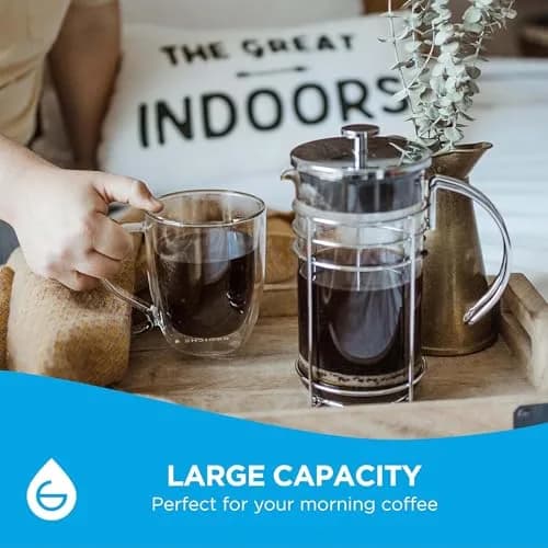 GROSCHE Cyprus Double Wall Glass Mug 16 Oz | Elegant Insulated Coffee & Tea Cup thumbnail 6