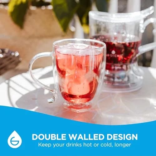 GROSCHE Cyprus Double Wall Glass Mug 16 Oz | Elegant Insulated Coffee & Tea Cup thumbnail 2