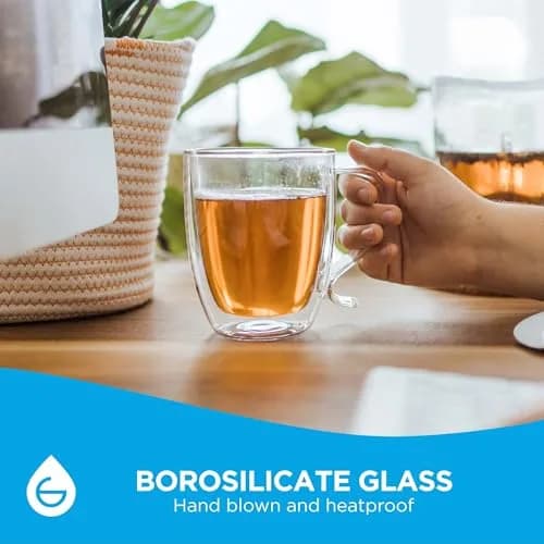 GROSCHE Cyprus Double Wall Glass Mug 16 Oz | Elegant Insulated Coffee & Tea Cup thumbnail 3