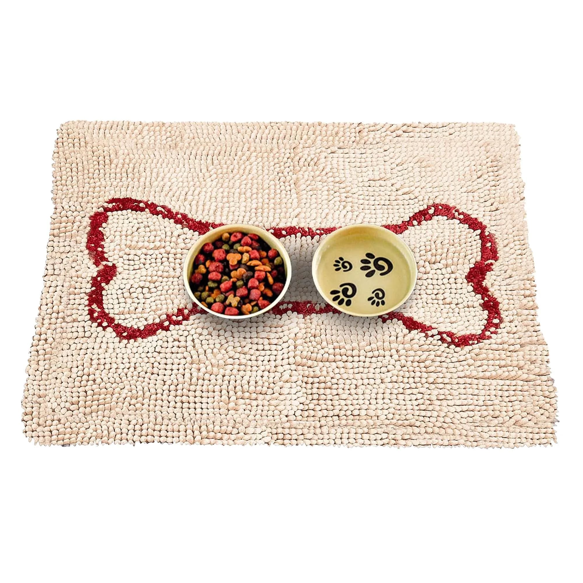 Soggy Doggy Slopmat Dog Food & Water Mat Beige 18x24 Inches (45x61 cm) | Microfiber Chenille for Messy Drinkers — Beige 18x24"