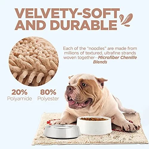 Soggy Doggy Slopmat Dog Food & Water Mat Beige 18x24 Inches (45x61 cm) | Microfiber Chenille for Messy Drinkers thumbnail 5