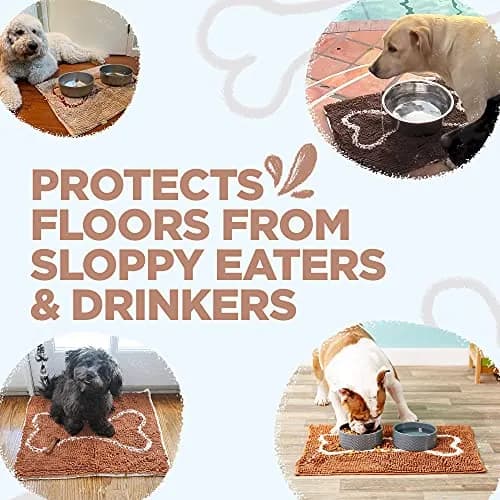 Soggy Doggy Slopmat Dog Food & Water Mat Beige 18x24 Inches (45x61 cm) | Microfiber Chenille for Messy Drinkers thumbnail 6