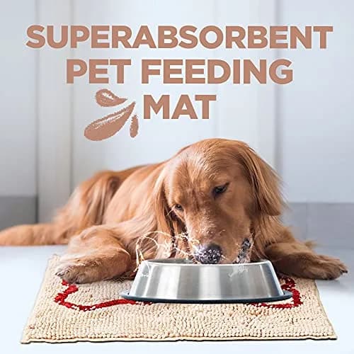 Soggy Doggy Slopmat Dog Food & Water Mat Beige 18x24 Inches (45x61 cm) | Microfiber Chenille for Messy Drinkers thumbnail 9