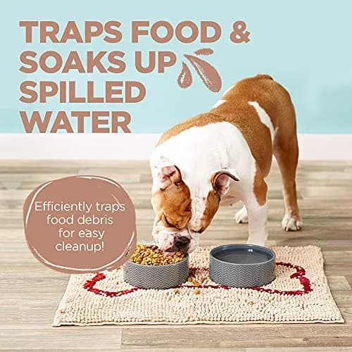 Soggy Doggy Slopmat Dog Food & Water Mat Beige 18x24 Inches (45x61 cm) | Microfiber Chenille for Messy Drinkers thumbnail 3