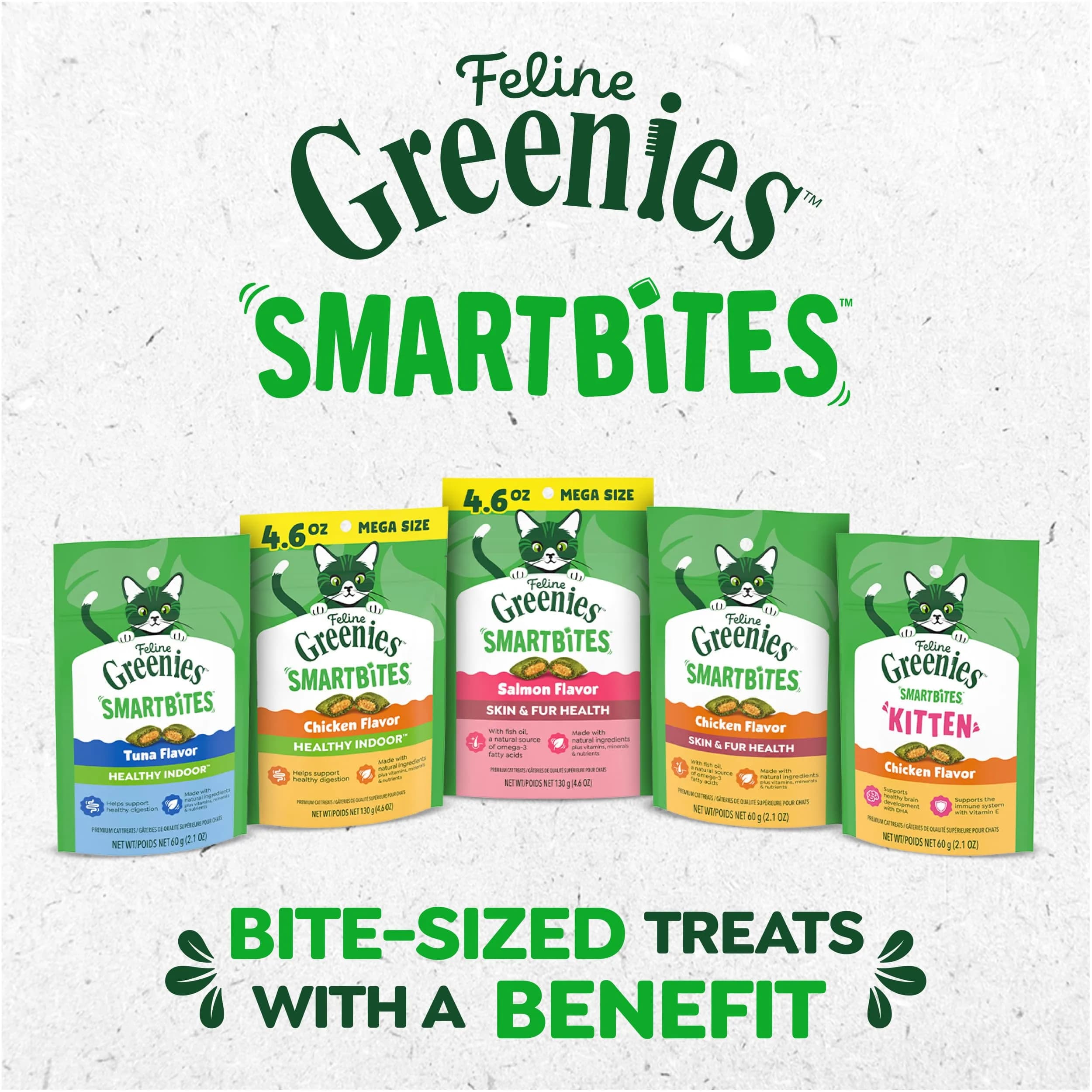 Greenies Feline Smartbites Skin & Fur Health Cat Treats, Chicken, 2.1 oz (60 g) | Vet-Designed for Healthy Skin & Fur - view 8