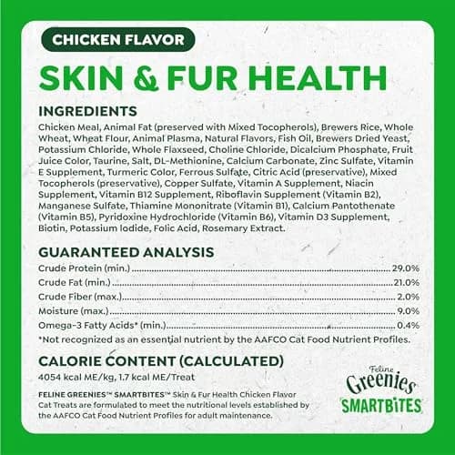 Greenies Feline Smartbites Skin & Fur Health Cat Treats, Chicken, 2.1 oz (60 g) | Vet-Designed for Healthy Skin & Fur thumbnail 9