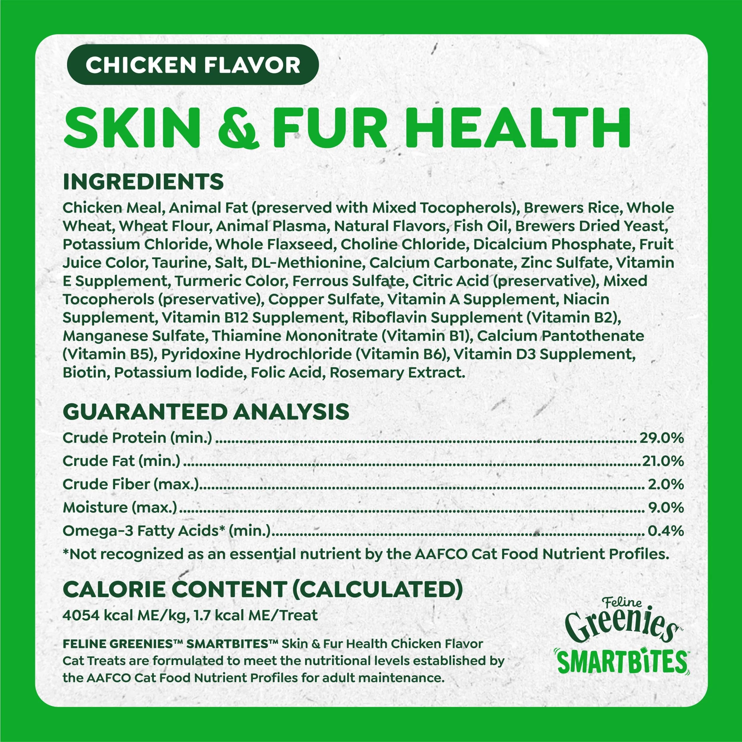 Greenies Feline Smartbites Skin & Fur Health Cat Treats, Chicken, 2.1 oz (60 g) | Vet-Designed for Healthy Skin & Fur - view 9