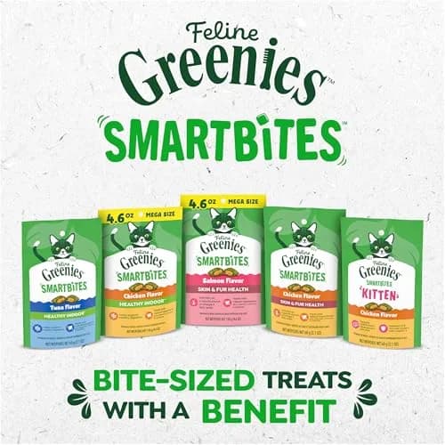 Greenies Feline Smartbites Skin & Fur Health Cat Treats, Salmon, 60g (2.1 oz) | Veterinarian-Formulated for Healthy Skin & Fur thumbnail 8
