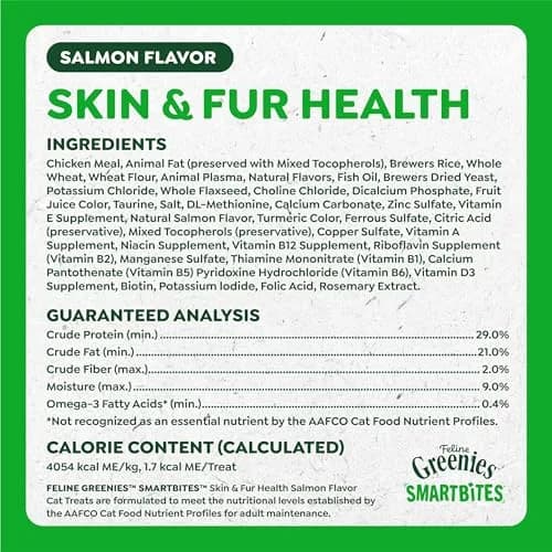 Greenies Feline Smartbites Skin & Fur Health Cat Treats, Salmon, 60g (2.1 oz) | Veterinarian-Formulated for Healthy Skin & Fur thumbnail 9