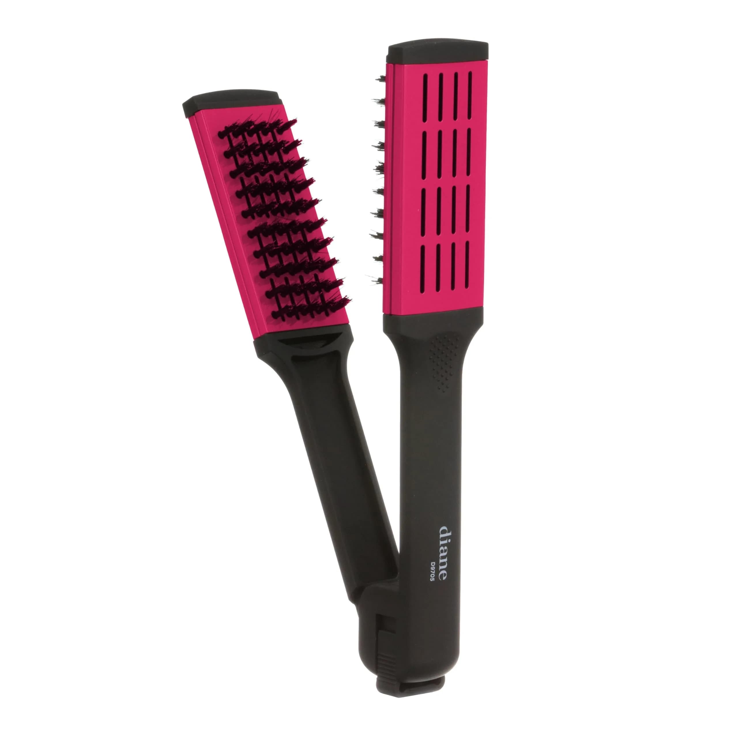 Diane Ceramic Double-Sided Straightening Hair Brush with Nylon Bristles | 9 in 1 Styling Tool for Smooth, Shiny Hair — Black