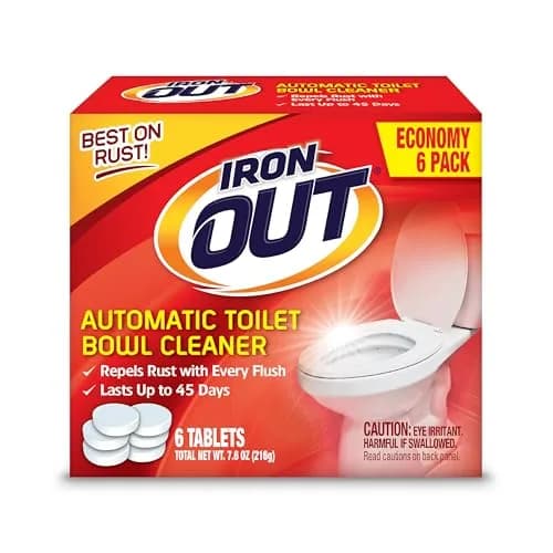 Iron OUT Rust Stain Remover Automatic Toilet Bowl Cleaner Tablets 6 Count | Prevents Rust & Hard Water Stains thumbnail 1