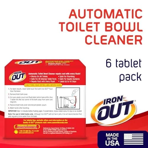 Iron OUT Rust Stain Remover Automatic Toilet Bowl Cleaner Tablets 6 Count | Prevents Rust & Hard Water Stains thumbnail 2