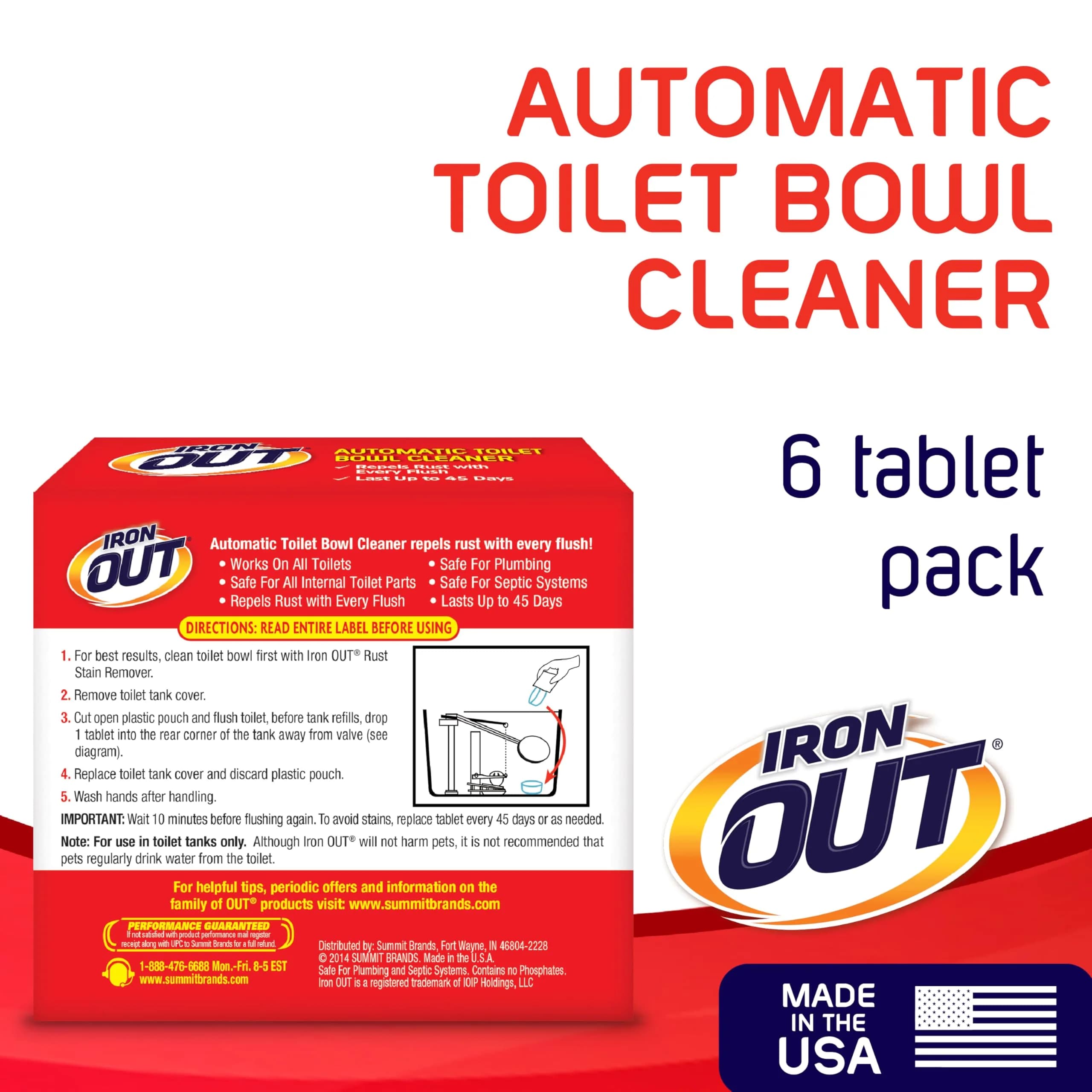 Iron OUT Rust Stain Remover Automatic Toilet Bowl Cleaner Tablets 6 Count | Prevents Rust & Hard Water Stains - view 2