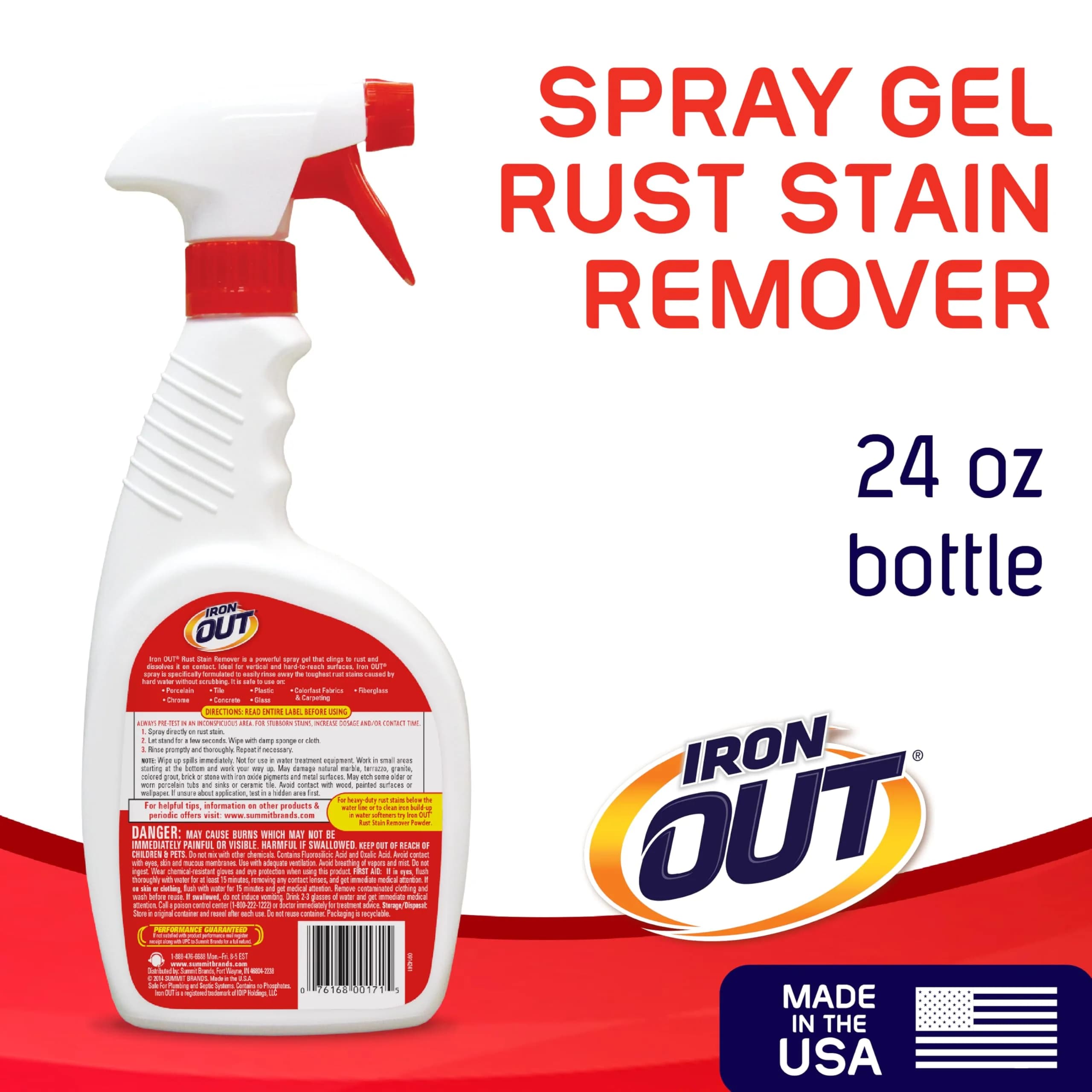 Iron OUT Rust Stain Remover Spray Gel 710ml (24 Fl Oz) | Clings to Dissolve Rust Stains on Contact - view 2